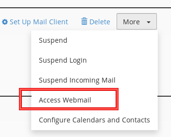cPanel Email Menu cPanel Email Menu