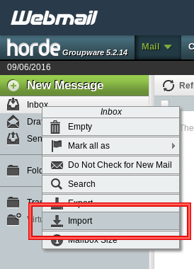 Import Emails with Horde Import Emails with Horde