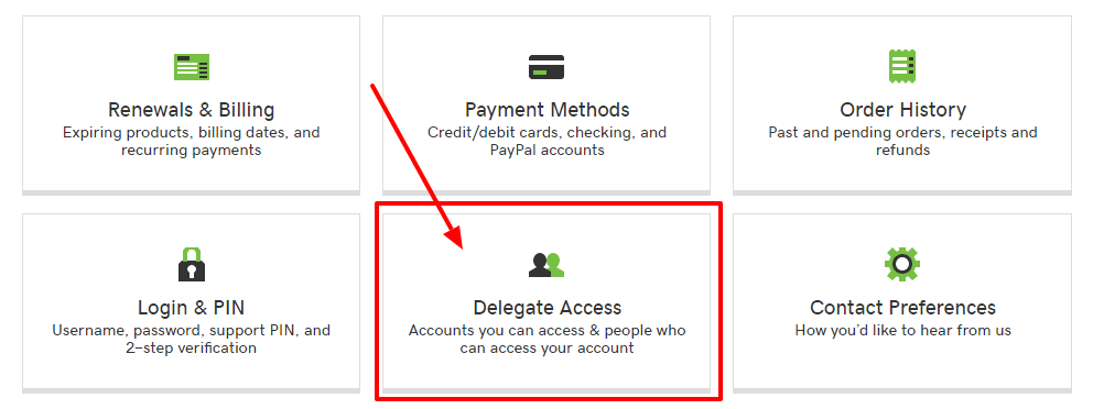 Delegate access to GoDaddy account