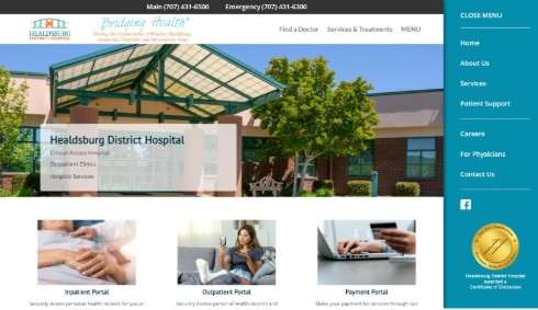 Link to Healdsburg District Hospital web design example
