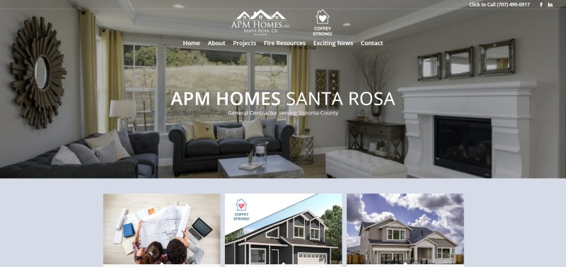 Link to APM Homes construction Web Design